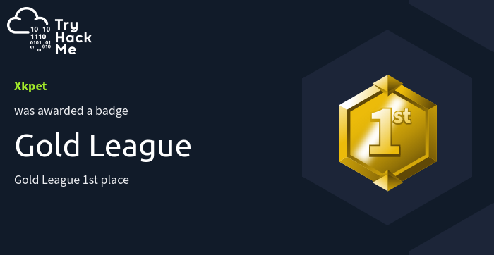 Gold Badge, TryHackMe badge