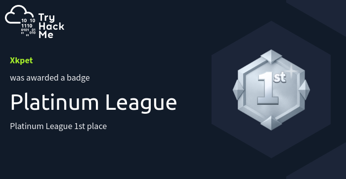 Platinum Rank, TryHackMe badge